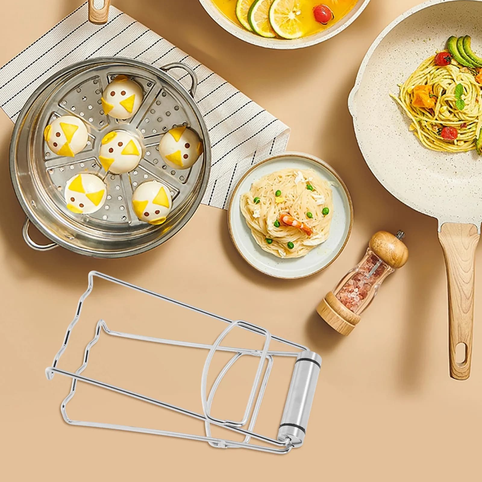 Stainless Steel Folding Hot Dish Plate Clip Nonslip Grip Anti Scalding Clip Retriever Tongs for Oven Microwave Air Fryer Kitchen