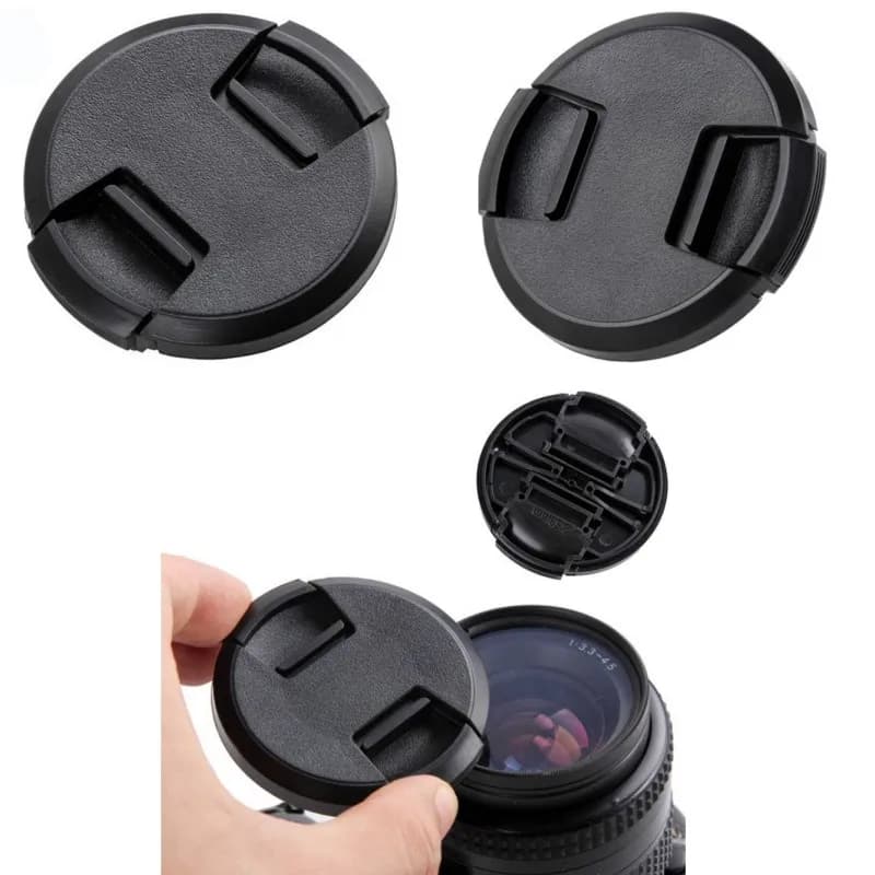 1 pz di alta qualità 40.5 49 52 55 58 62 67 72 77 82mm pizzico centrale copertura del cappuccio a scatto per tutte le obiettivi della fotocamera