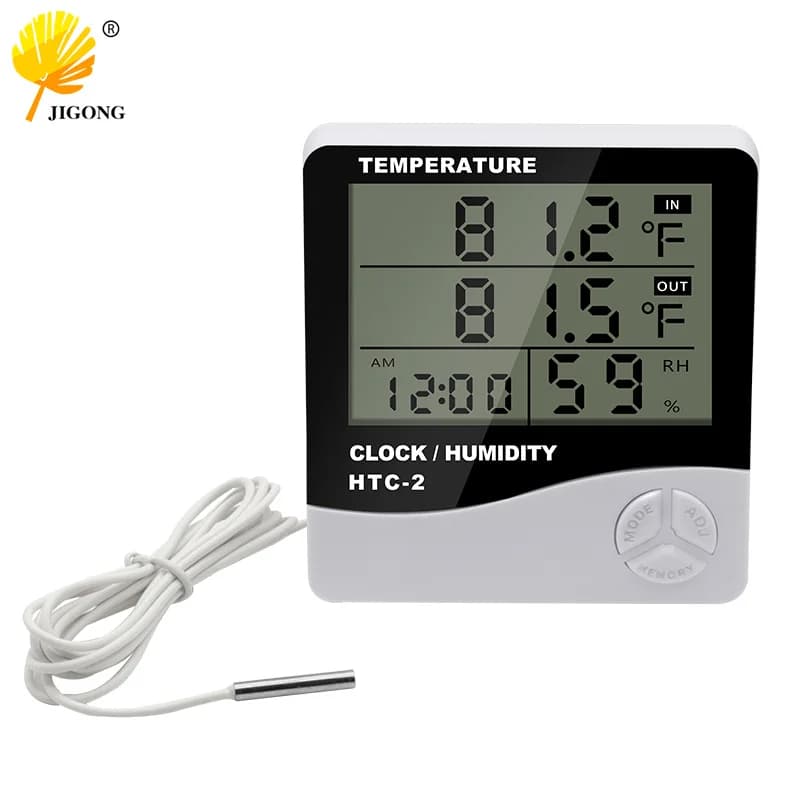 Thermometer Igrometer Electronic temperature humidity tester Alarm clock External probe for high precision digital LCD interior