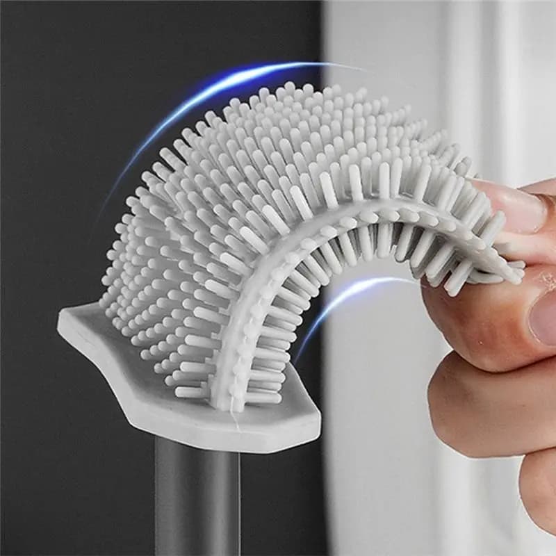 ABFS Premium Silicone Toilet Brush - Grey - Toilet Brush Holder with Wall Mounting & Turbo Drying
