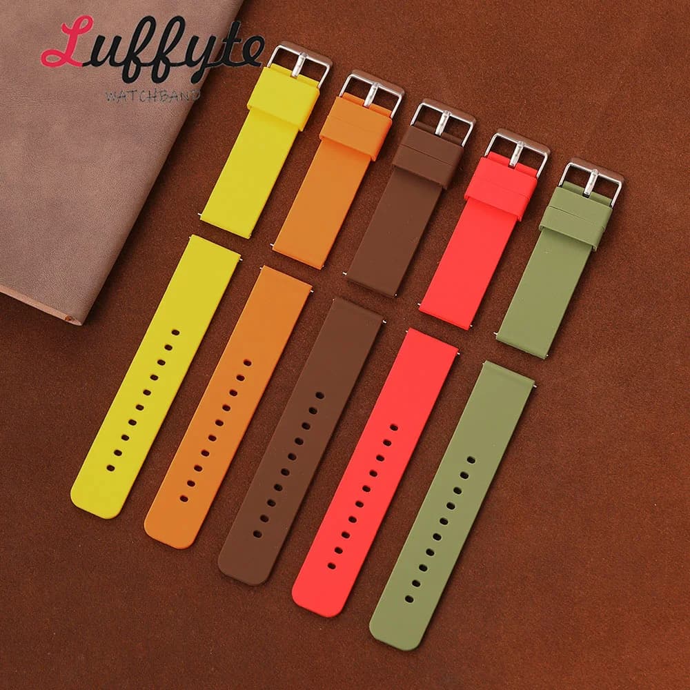 Soft Comfortable Men Women Silicone Watch Strap 12/14/16/18/20/22/24mm with Quick Release Spring Bar Casual Wristwatch Band