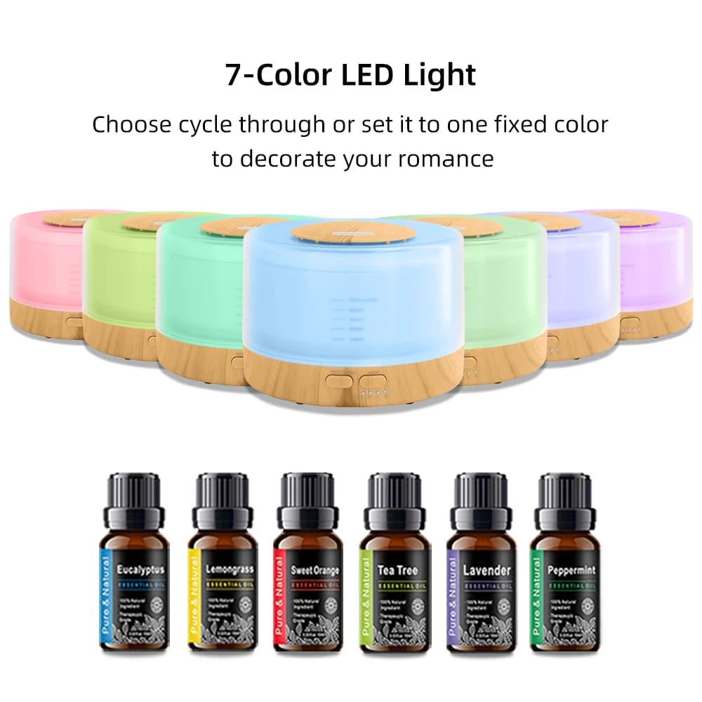 18.6oz Essential Oil Diffuser Updated with Soundwave Technology, USB Power Supply, Remote Control, Automatic Switching, Perfect for Home, Office, Spa