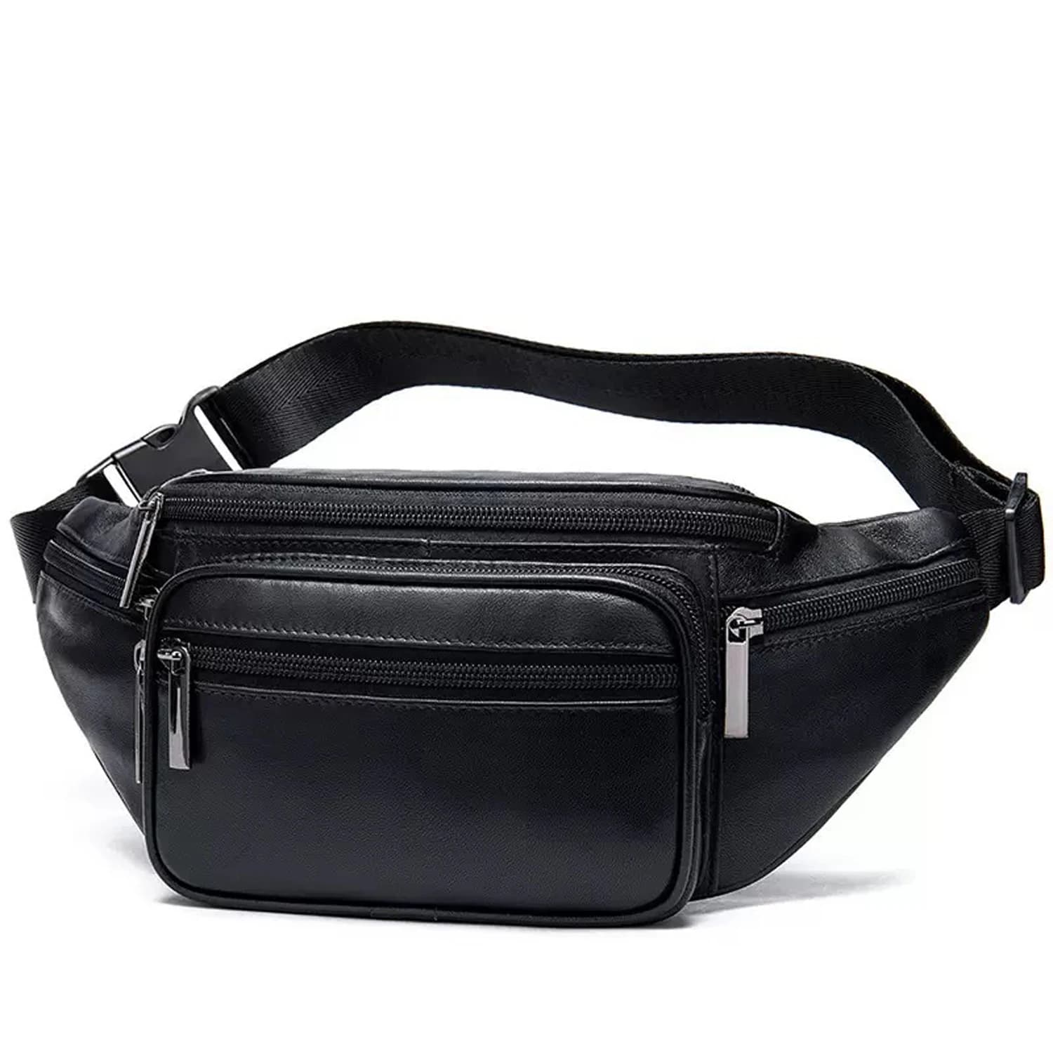 Hebetag Leather Fanny Pack Waist Bag for Men Women Travel Hiking Running Hip Bum Belt Slim Cell Phone Purse Wallet Pouch