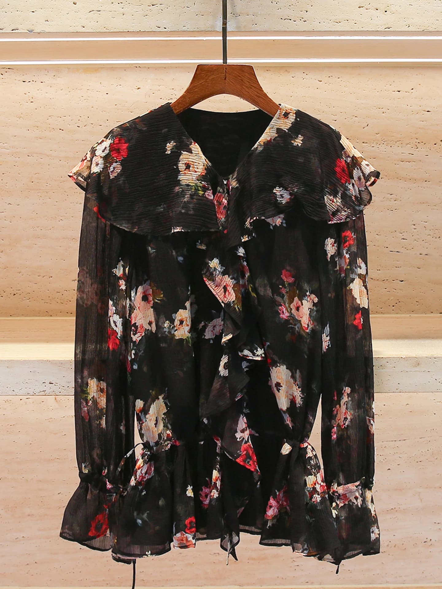 Rose Oil Elegant Women's Spring 2026 Long Sleeve Printed Blouse Floral Shirt Female Fashion Commute Style Loose Fit
