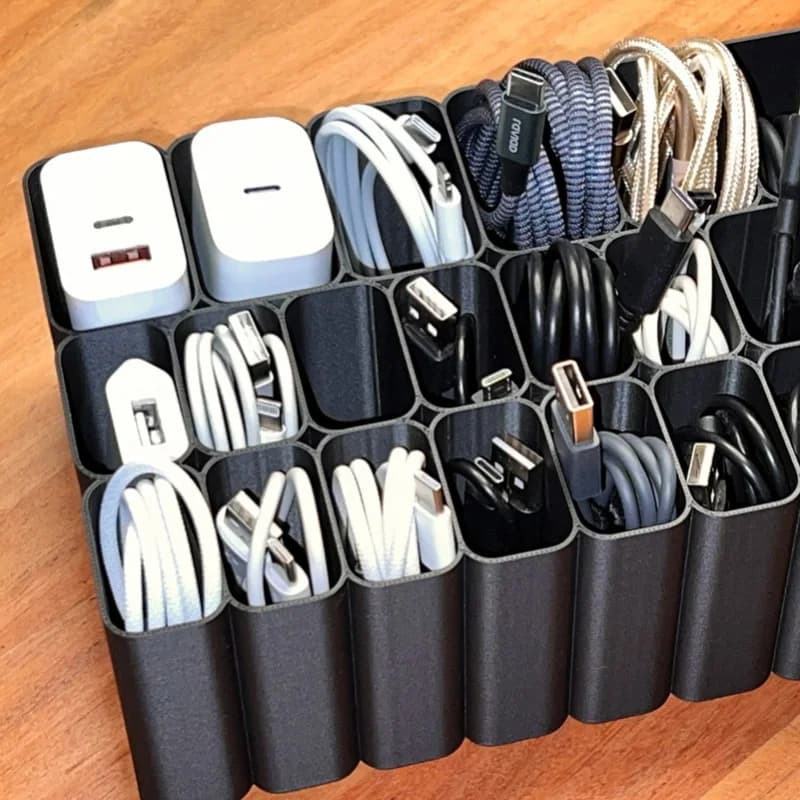 1 Pcs 11/22 Grids USB Cable Storage Box/Tray, Desktop Cable Storage Accessory, Suitable for Desktop Drawers in Homes and Offices