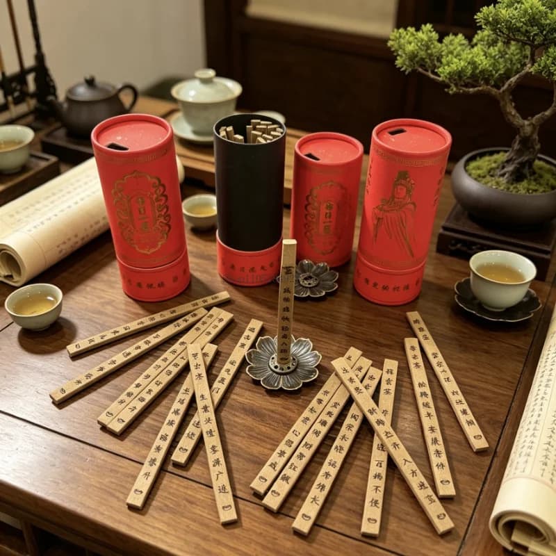 50g God Wealth Good Luck Engraved Inscription Rectangle Incense Stick Frankincense Lilac Household Office Purify Air Joss Stick