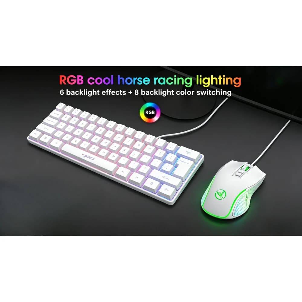 Teclado membrane 61-key Gamer keyboard mouse set RGB backlit keyboard colorful luminous 6-key gaming mouse keyboards wired t