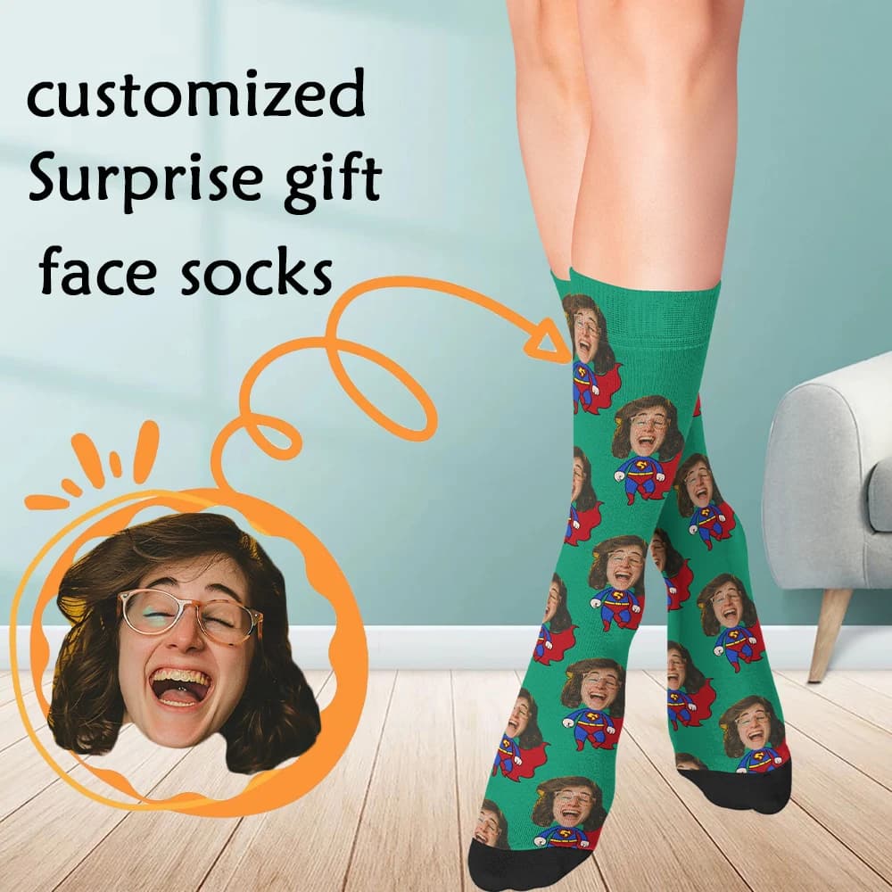 Custom socks with cartoons and photos, fun unisex gift for boyfriends and family