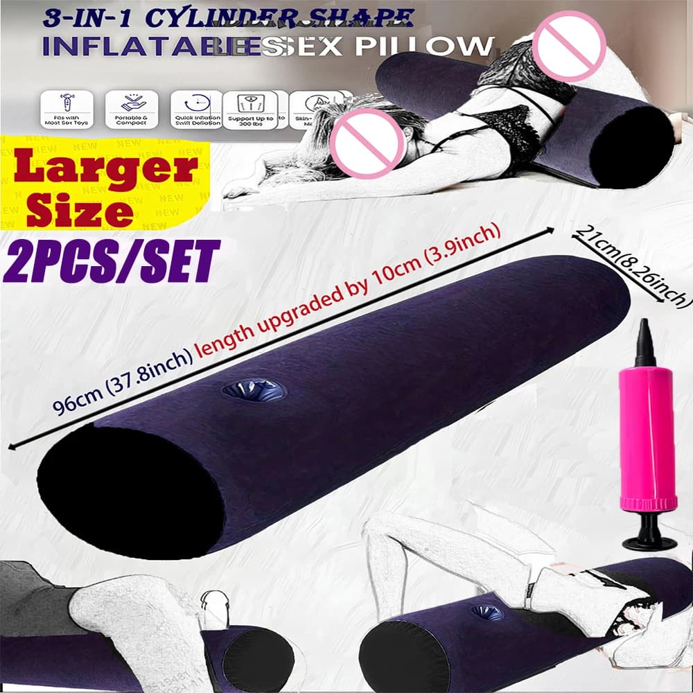 Cuscino sessuale cilindrico gonfiabile 3 in 1, cuscino giocattolo sessuale per punto G femminile, cuscino da viaggio portatile, cuscino di supporto lombare, cuscino per le gambe
