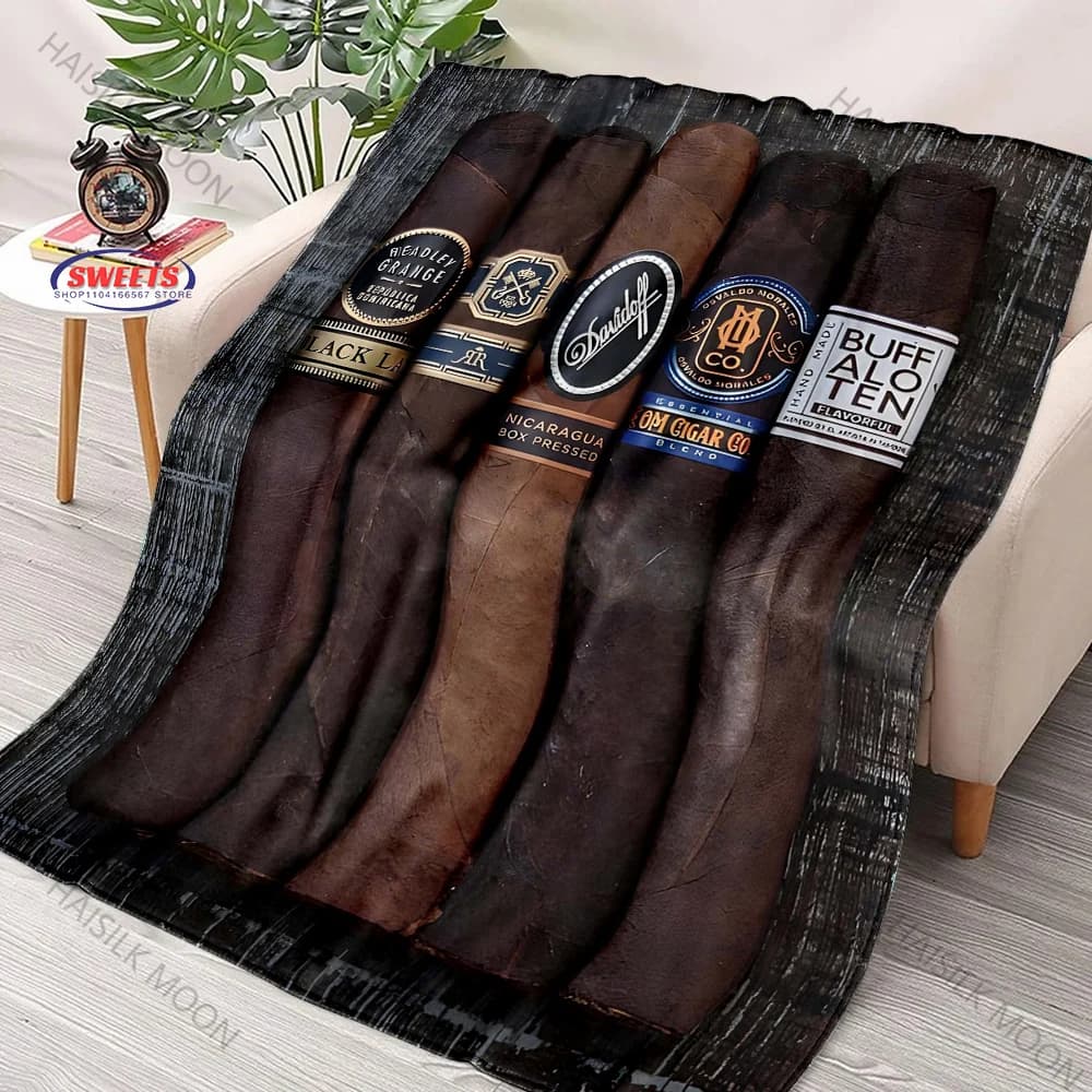 Coperta stampata con sigaro cubano 3D, adatta per camera da letto, soggiorno, divano letto, ufficio, pisolino, viaggio, campeggio, ottimo regalo di Natale di compleanno