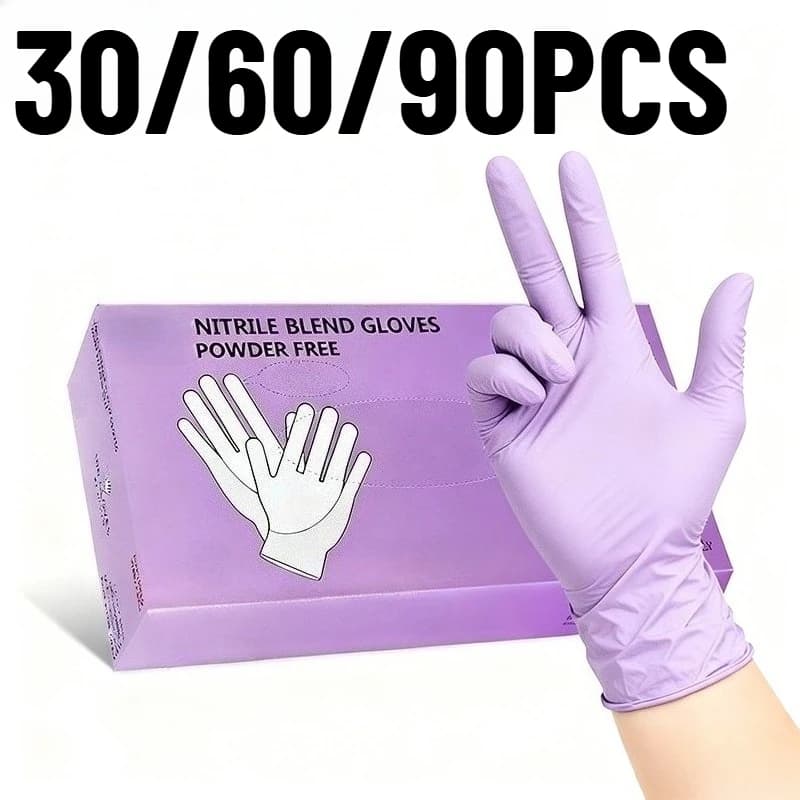 30/60/90PCS Guanti in nitrile viola chiaro Guanti monouso per la pulizia della casa Guanti monouso in nitrile misto Cucina Cottura Piatti