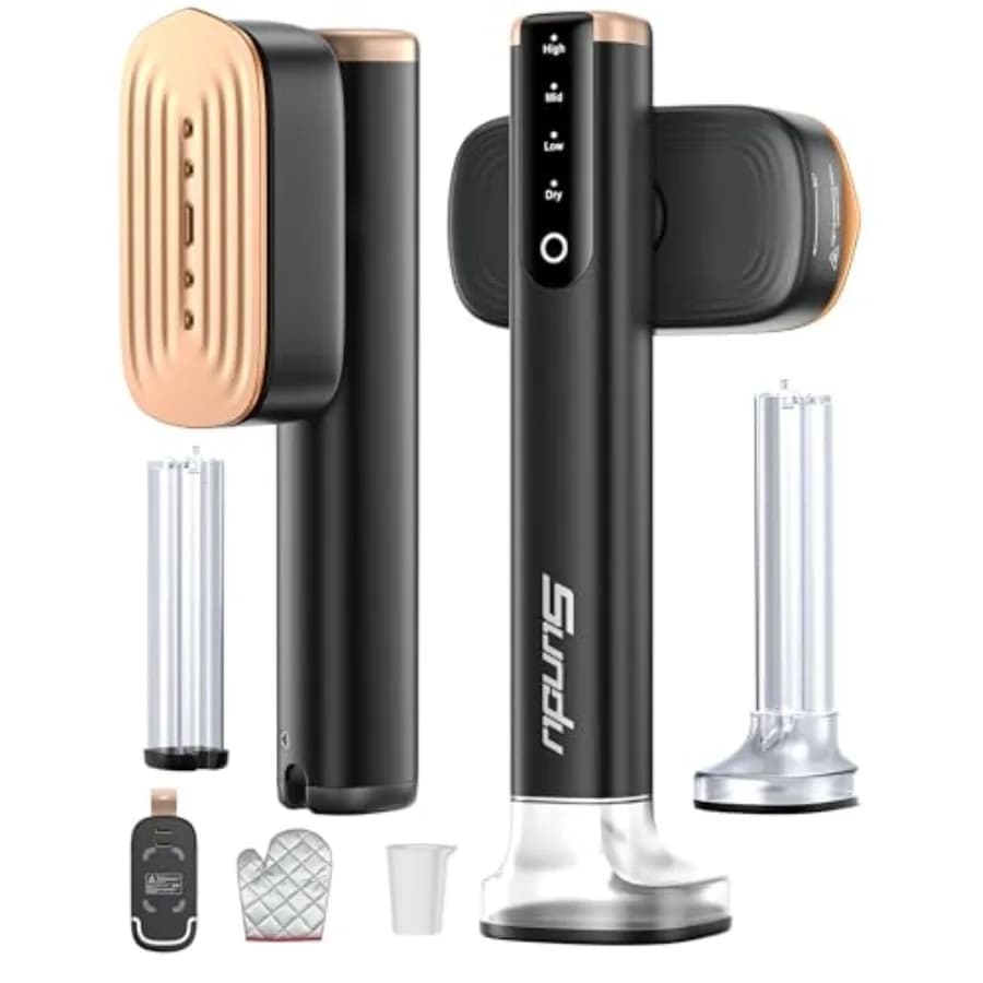 Vaporizzatore da Viaggio per Vestiti con 2 Serbatoi d'Acqua da 180 ml e 100 ml, Riscaldamento Rapido in 15s, Potenza Vapore 24 g/min, Portatile