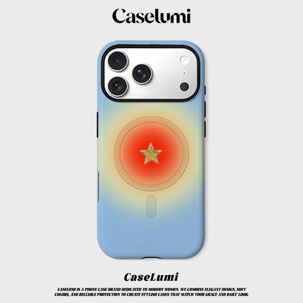 Cover CaseLumi Opaca Antiurto per iPhone 17 16 15 14 Plus 13 Pro Max con Bumper e Supporto MagSafe, in PC Rigido, Effetto Aura Star