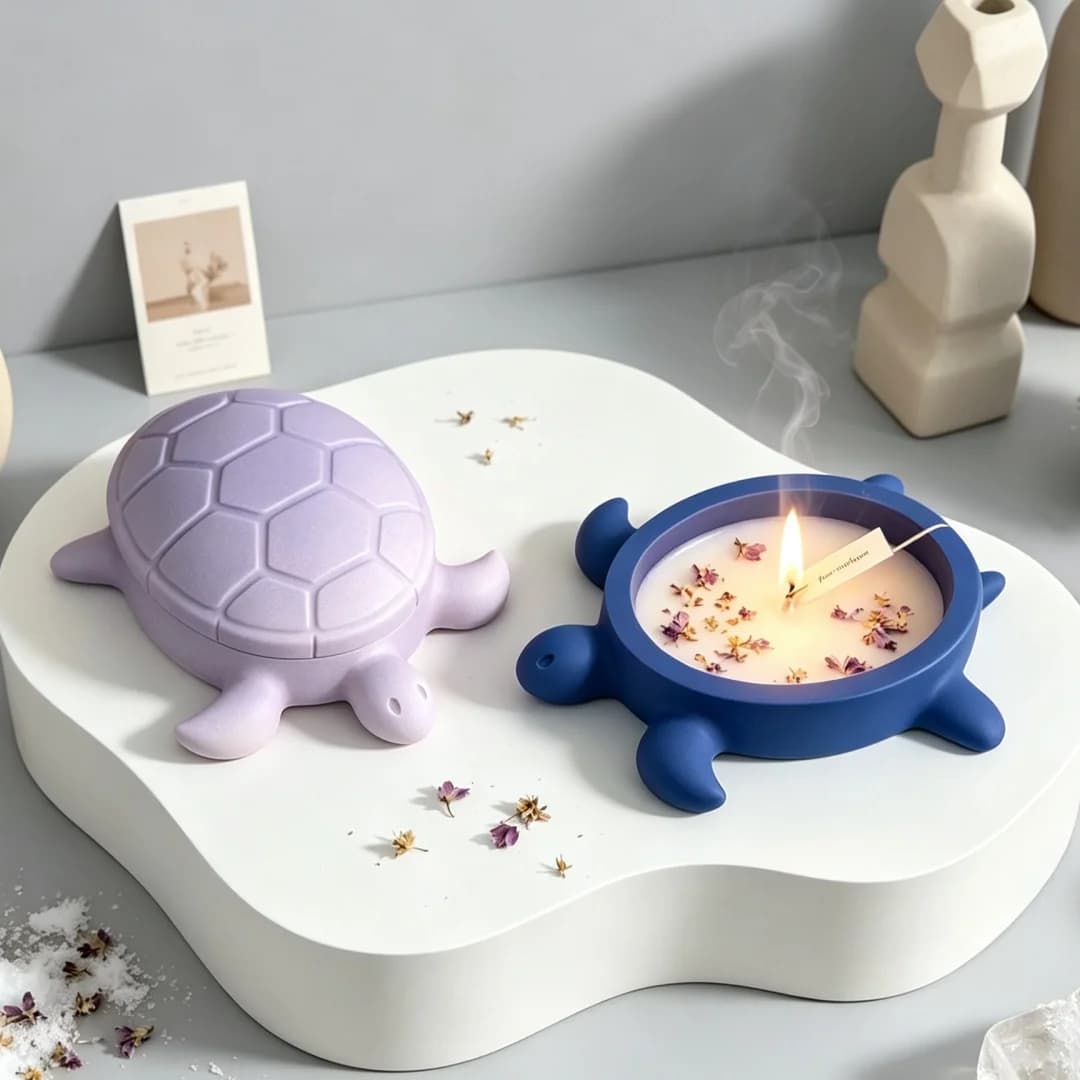 Tortoise Storage Box With Lid Silicone Mold Candle Holder Mold Plaster Epoxy Resin Concrete Home Decor Mould