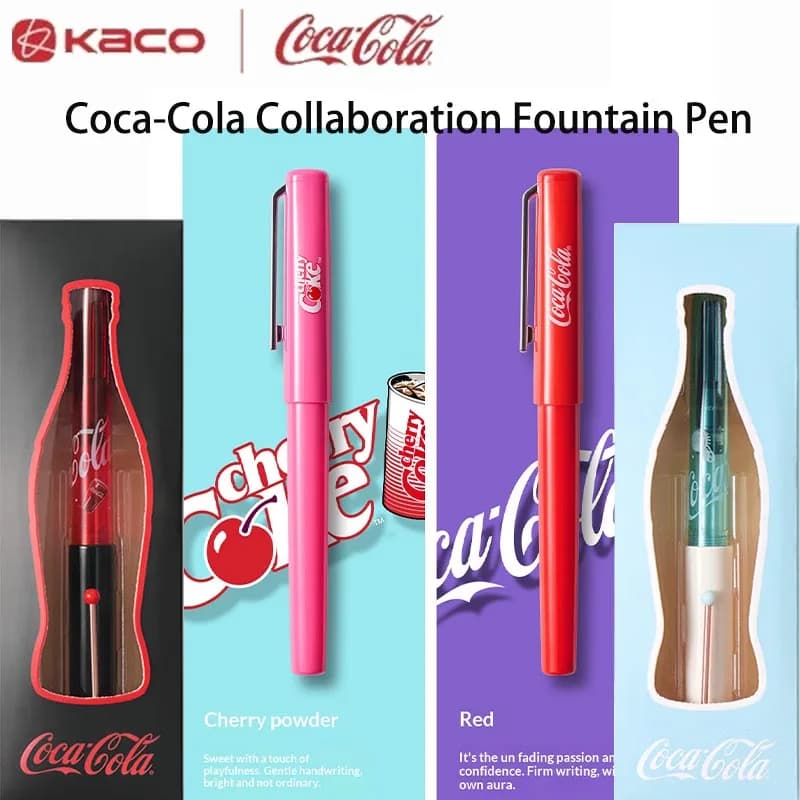 Penna Stilografica KACO per Pratica Calligrafica, Design Creativo Coca-Cola, Pennino EF, Scrittura Fluida, Sistema a Doppio Inchiostro, Cancelleria Estetica