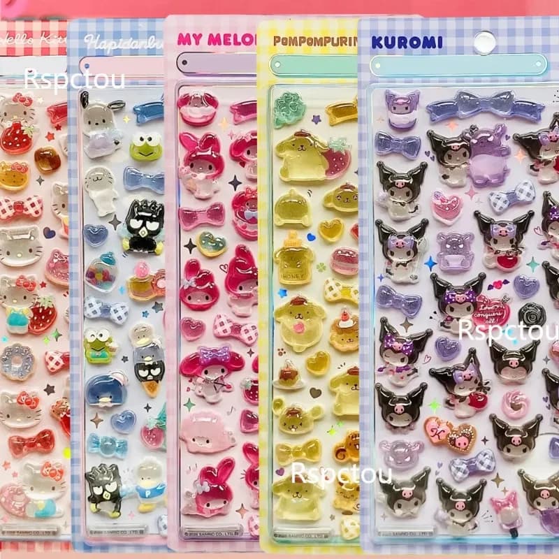 Adesivi 3D in Rilievo Kawaii Sanrio, Kuromi My Melody Cinnamoroll, Decorazioni Anime in Cristallo per Telefono e Bagagli
