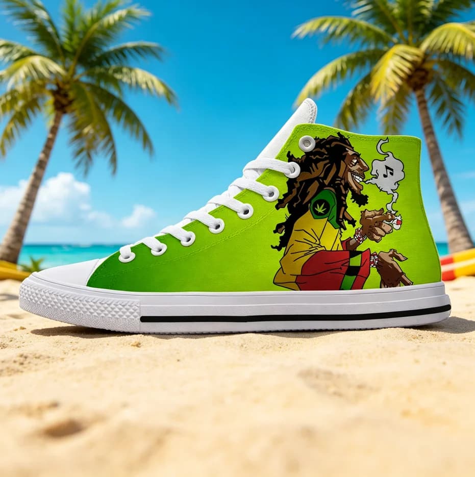 Scarpe in tela alte unisex Bob Marley Minimalist Retro Band, sneakers casual antiscivolo