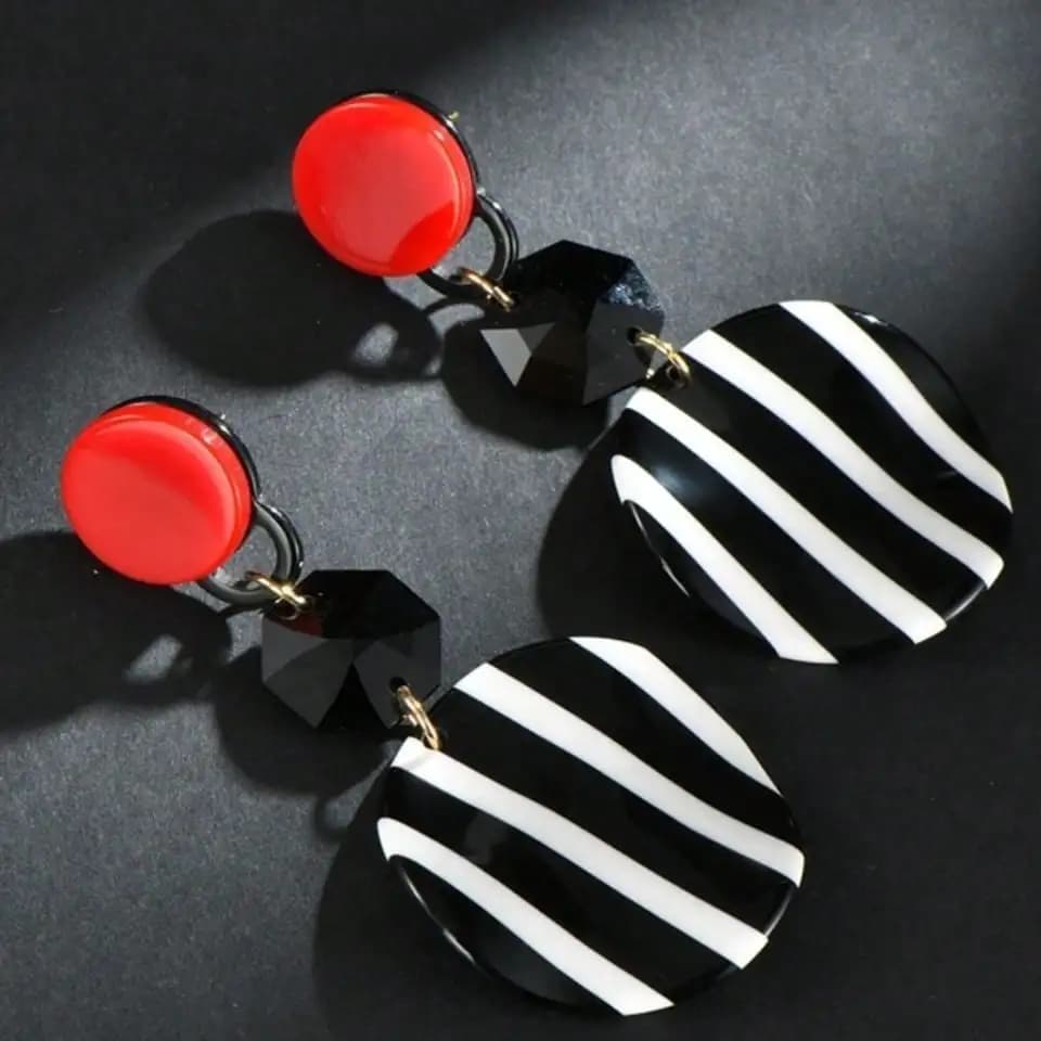 1 Pair Striped Geometric Dangle Earrings, Acetate, Stud Earrings, Minimalist Jewelry Women, Best Birthday E1244 TLCB