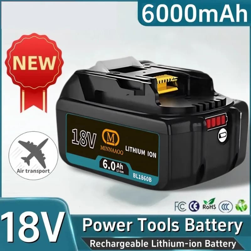 NUOVO Genuino Per Makita 18V Batteria 6Ah Al Litio di Ricambio Compatibile con DHP482RFX9 🔋 Utensili elettrici
