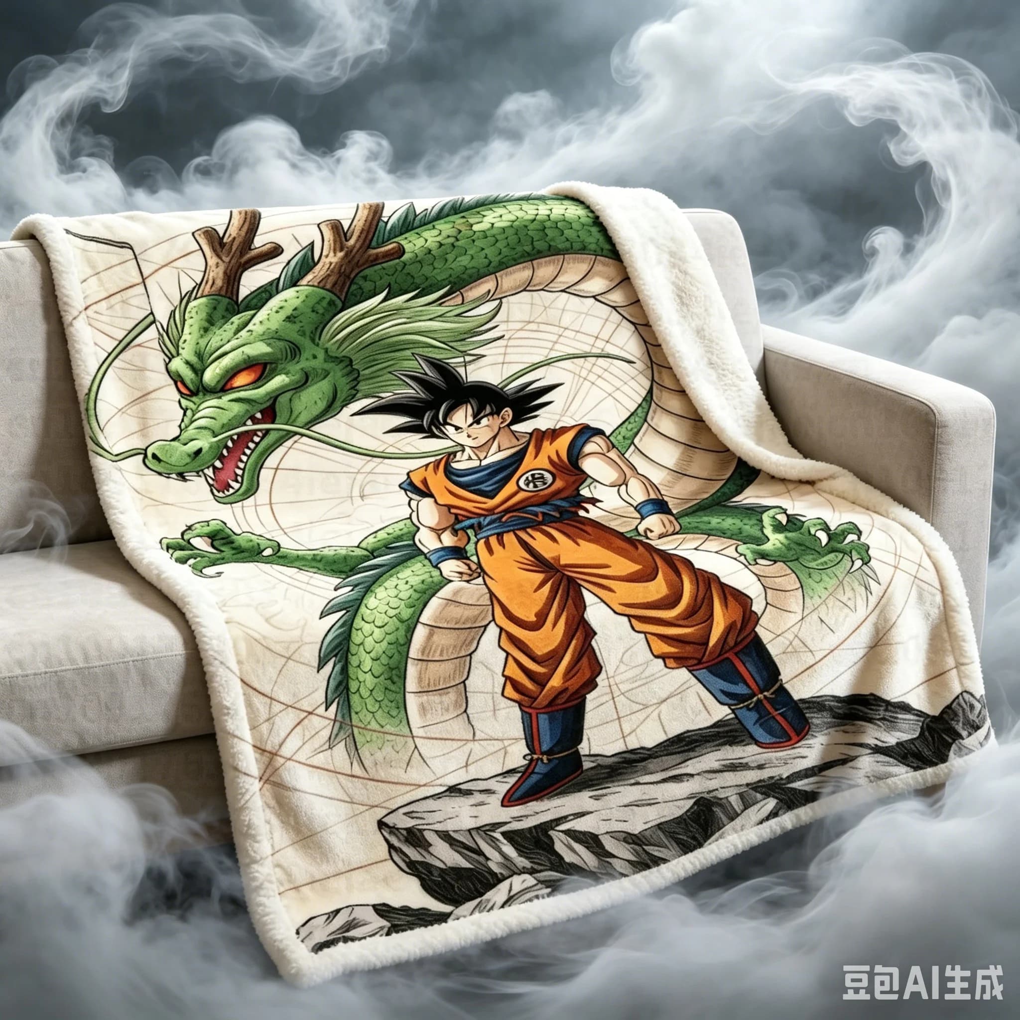 Dragon Ball Goku Shenron Fleece Blanket, 3D Printed Soft Warm Flannel Throw Blanket for Bed Sofa Bedroom Living Room, Travel