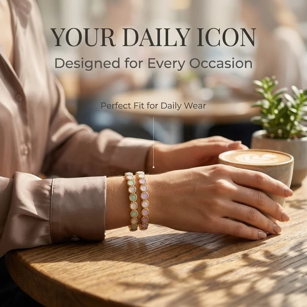Fashion Circle Glaze Adjustable Opening Bracelets Stainless Steel Bohemian Style Bracelet for Women Party Jewelry Gift