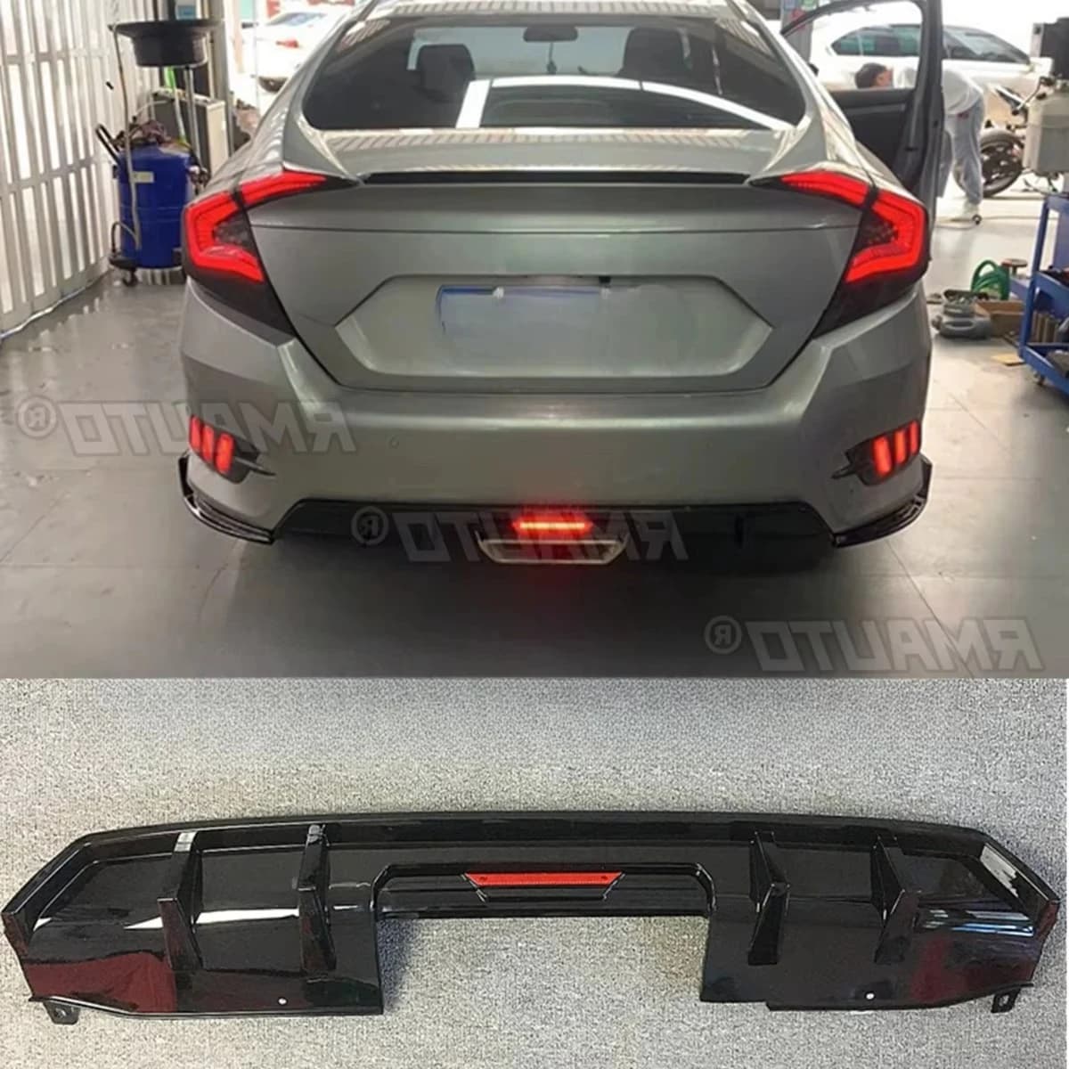 For Honda Civic 10th Combustion Edition 2016-2020 Auto Rear bumper Spoiler Lip Diffuser Edit Bumper Guard Protector