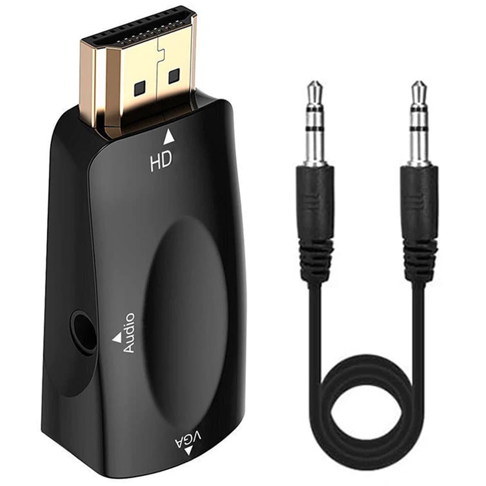 HDMI compatible cable adapter to VGA Male to female Jack 3.5 mm Audio video 1080P for portable PC to projector Displayer