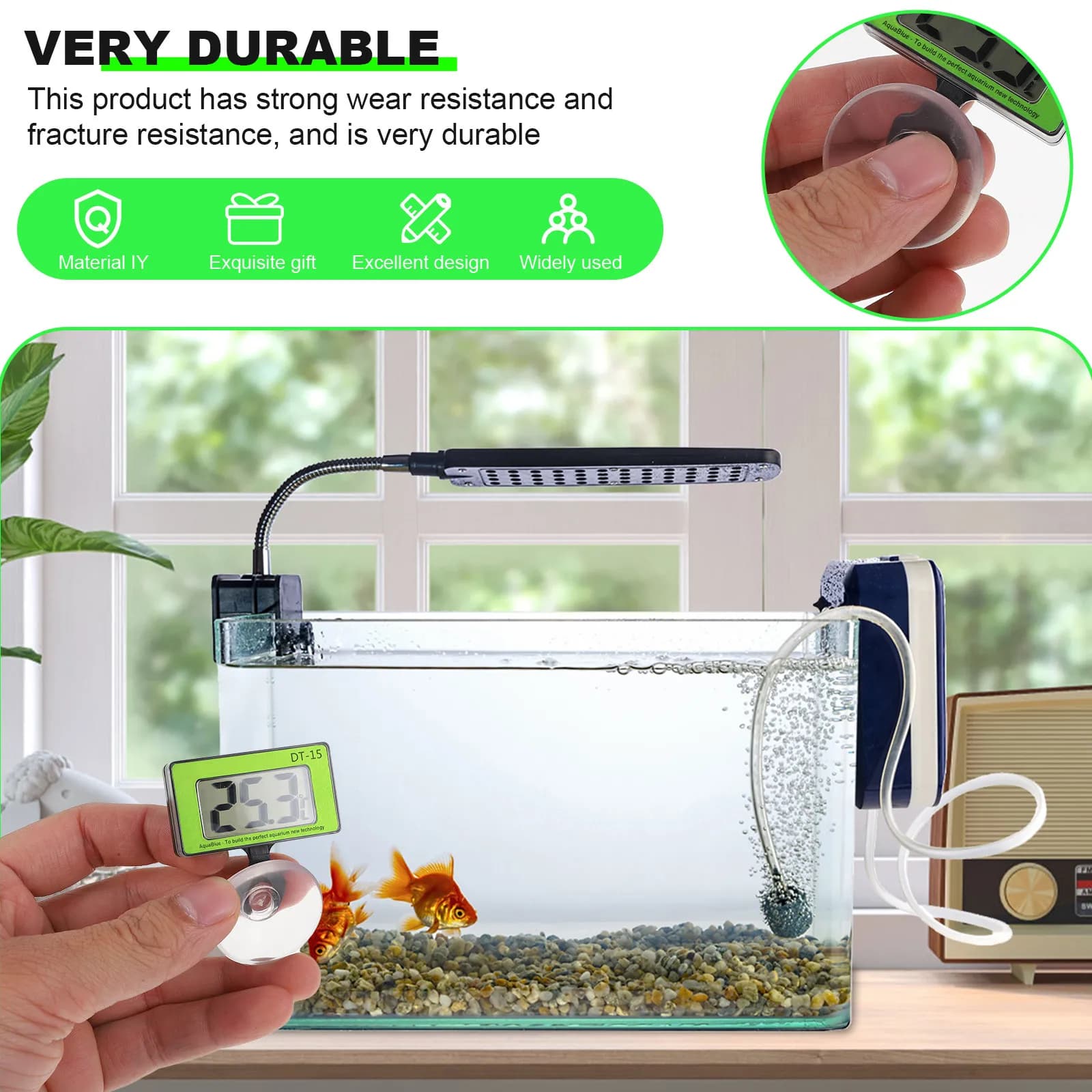 Termometro digitale per acquario, schermo grande e trasparente, materiale ABS, strumento impermeabile per la misurazione della temperatura dell'acqua del serbatoio dei pesci, per uso domestico e interno