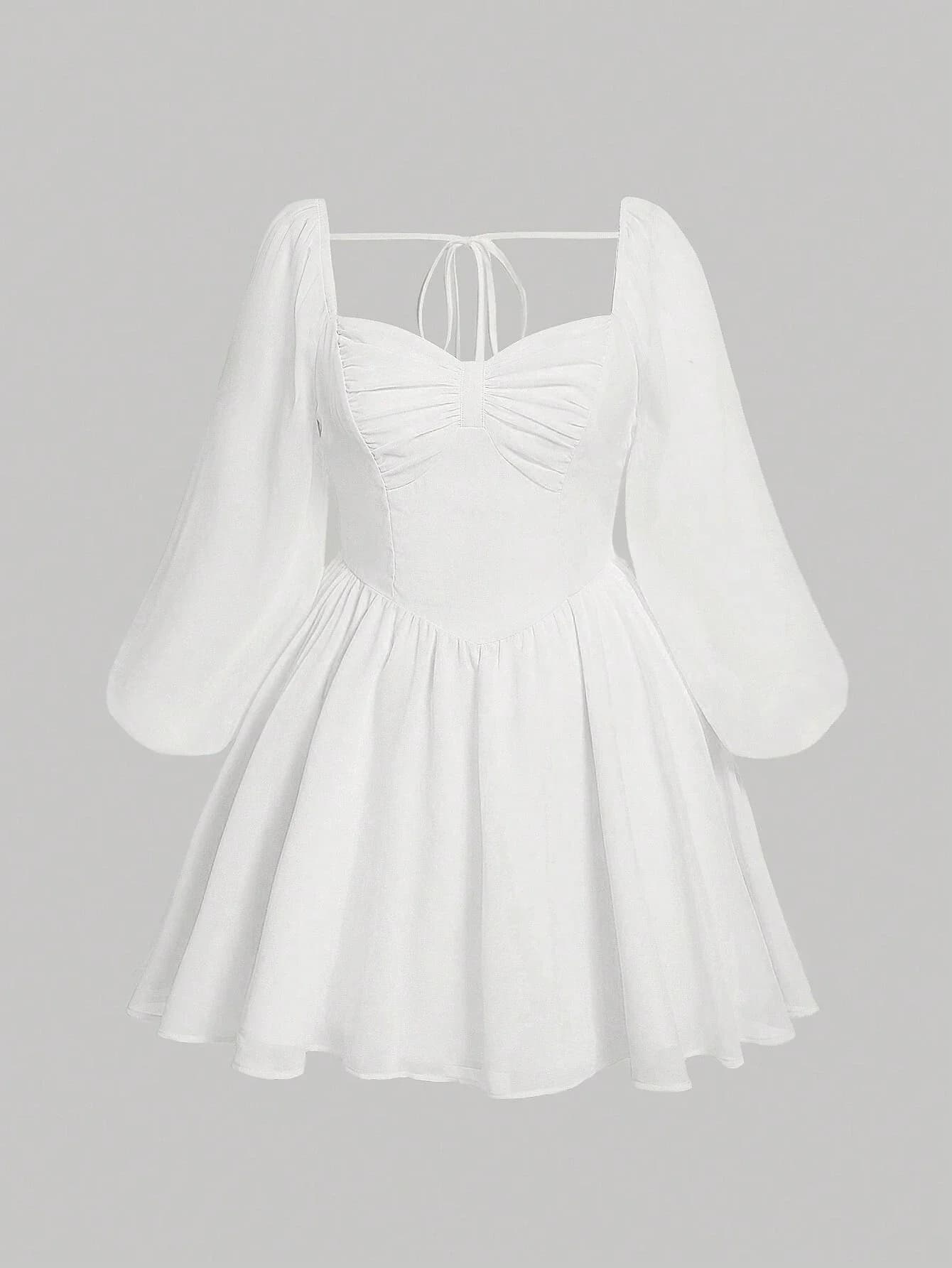Abito da donna con scollo a cuore e maniche a lanterna in stile Milkmaid
