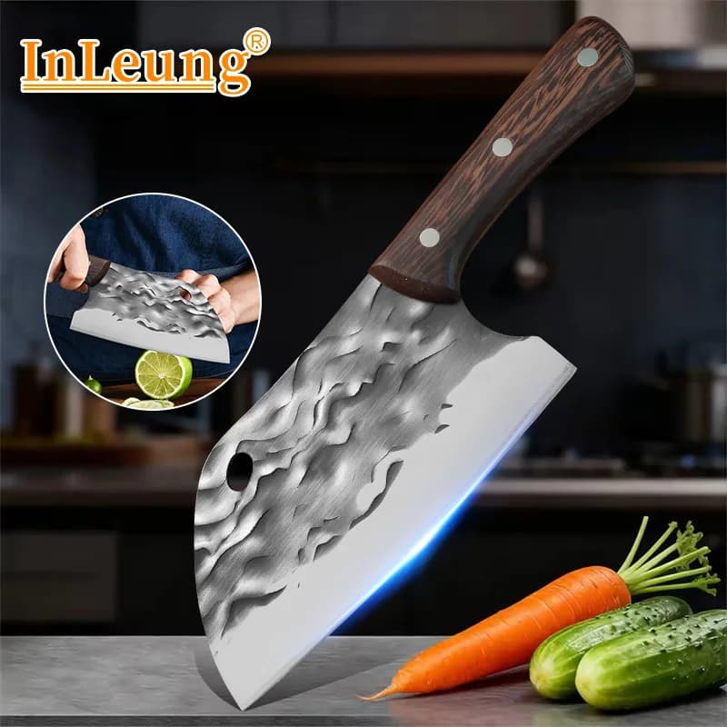 Professional Kitchen Knife for Meat Slicing, Chef's Knife with Wood Handle, Multipurpose Kitchen Tools, Meat and Fruit Knife