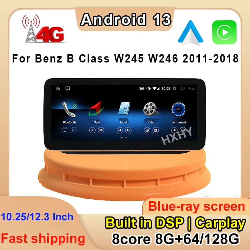 Lettore video per auto con navigazione da 12,3 pollici, Android 13, 8 core, 8+128G, per Mercedes Benz Classe B W246 B200 B180 B220 B260 2013-2019