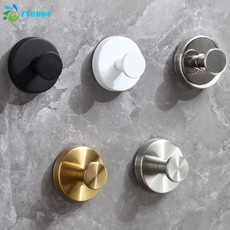 ●1Pcs Home Wall Mount Punch-free Storage Hook Simple Stainless Steel Suction Cup Hooks For Bathrooms Kitchen