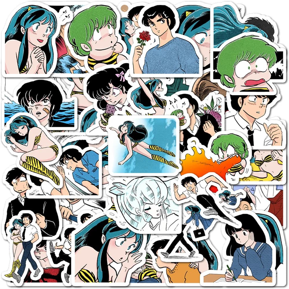 40 cartoon stickers Urusei Yatsura, self-adhesive decals for phone case and album decoration