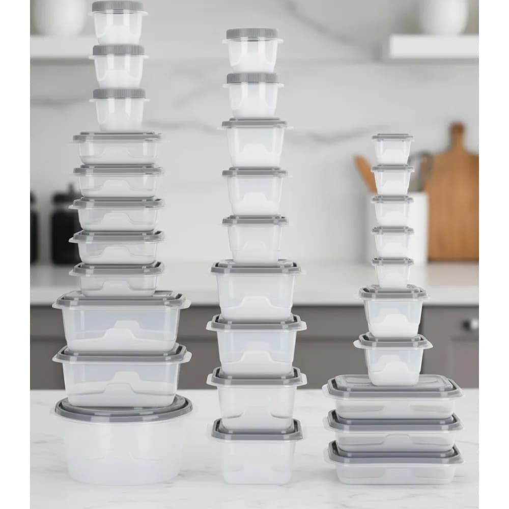 Set di contenitori per alimenti da 60 pezzi senza BPA, cassaforte per microonde e congelatore con coperchi ermetici per la preparazione e lo stoccaggio dei pasti
