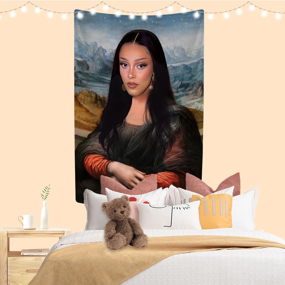 Doja Cat Funny Meme Printed Mystic Psychedelic Boho Extensive Room Furnishings Hanging To Wall Yoga Mat