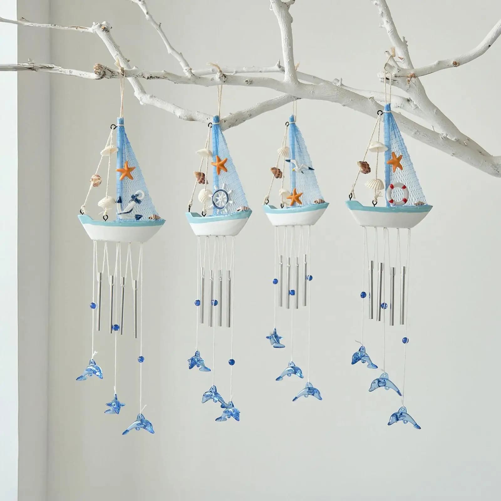 Sailboat Wind Chime Charm Unique Clear Sound Collection Beach Art Mediterranean