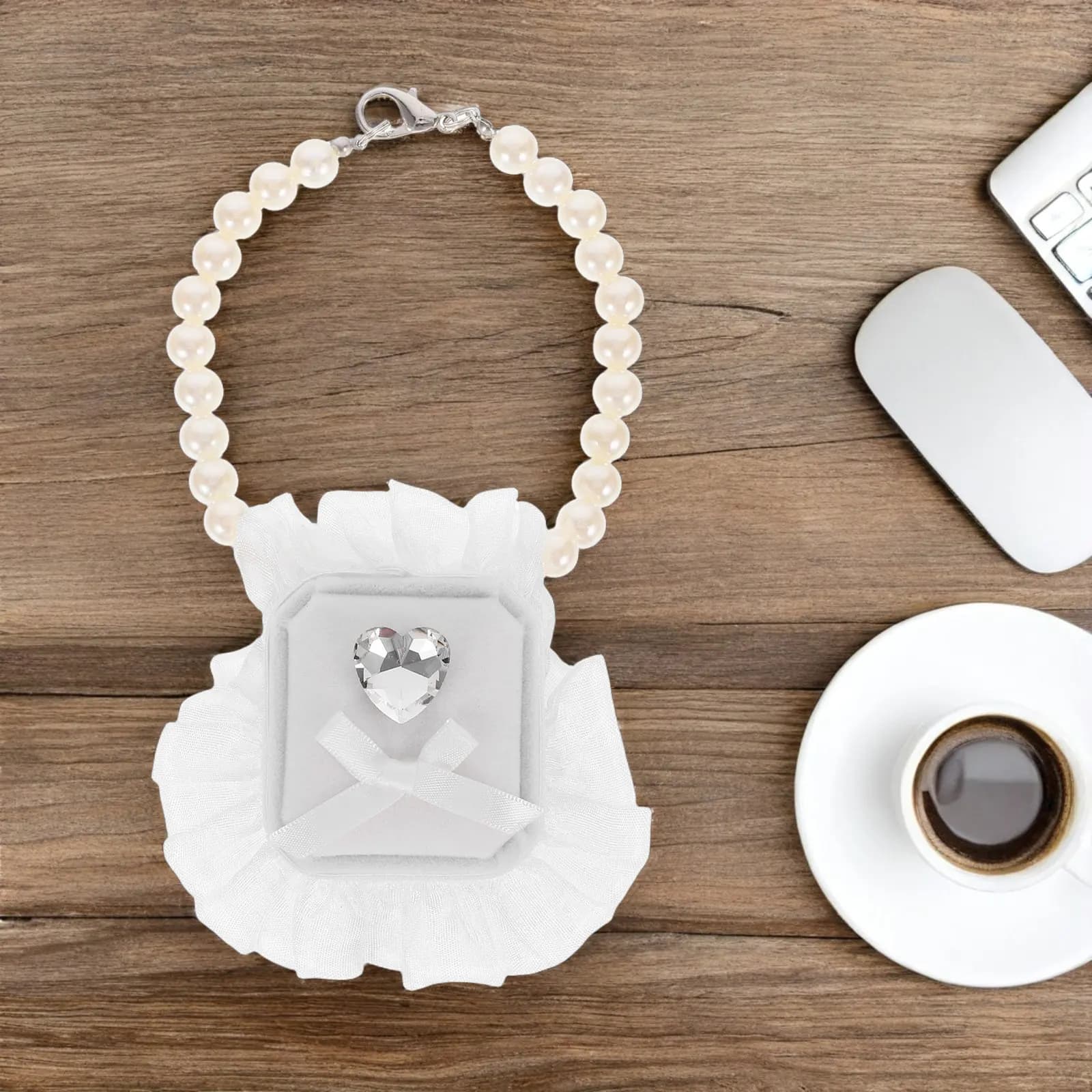 Pet Wedding Ring Bearer Box Dog Necklace Pearl Collar Ring Holder Proposal Engagement Jewelry Storage Case Wedding Jewelry Case