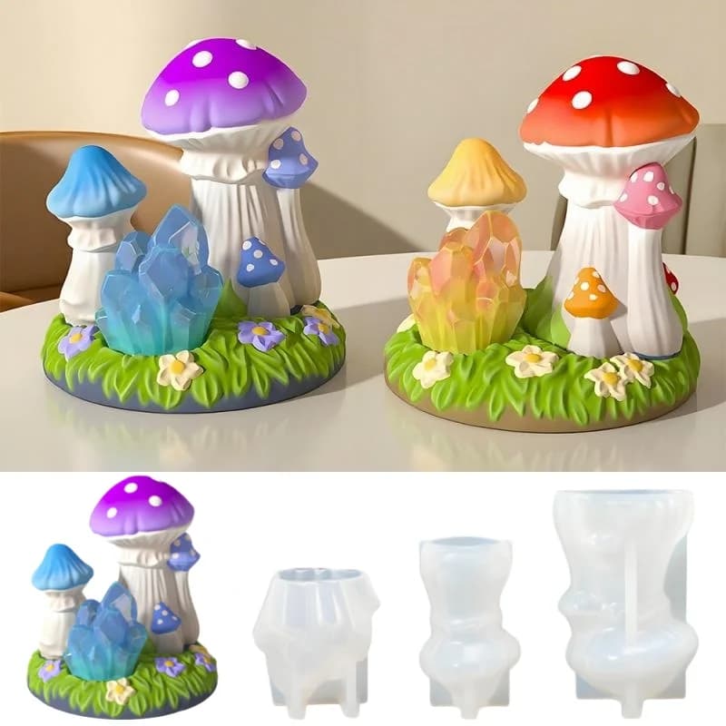 Candle Silicone Mold DIY Mushroom Crystal Cluster Aromatherap Holiday Decor Epoxy Resin Molds Handmade Crafts Ornaments Making
