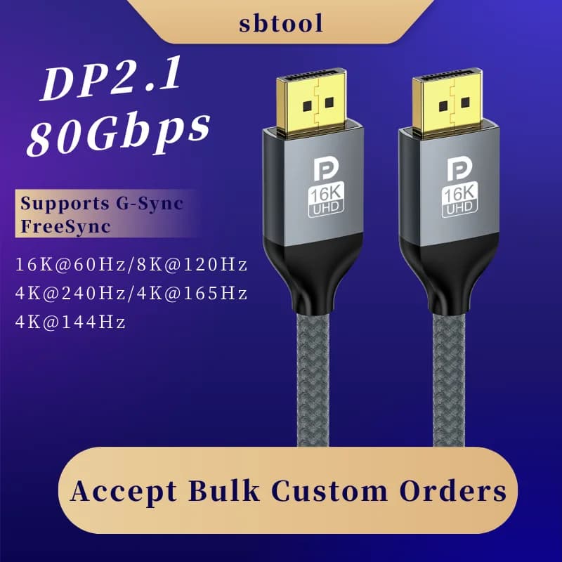 DP 2.1 Version High Speed Cable, Gaming Grade DisplayPort Male to Male Connection Cable, HD Video Transmission Line for Computer