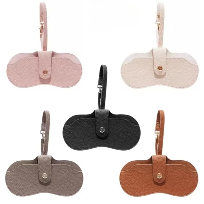 Custodia per occhiali in pelle PU Custodia per occhiali da sole Custodia protettiva Custodia per montatura per miopia portatile Scatola per occhiali semplice Clip per occhiali