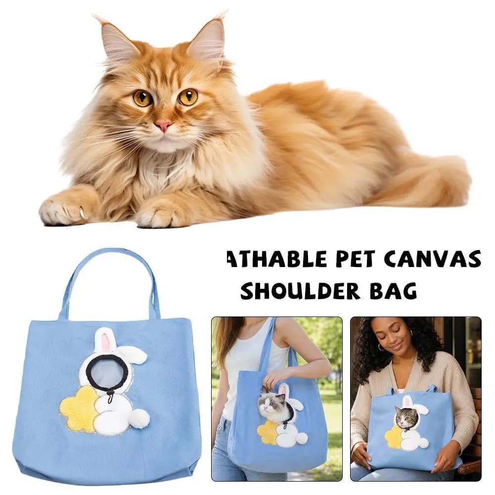 Breathable Canvas Pet Shoulder Bag Portable Cat Carrier Tote Bag Head Out Design Small Puppy Outdoor Travel Handbag