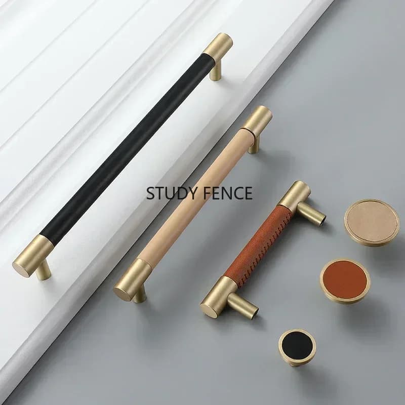1pc Maniglia in pelle + metallo Maniglia per armadio Maniglia in pelle per cassetto Accessori hardware Spaziatura fori Foro singolo/96/128/160/192/224mm