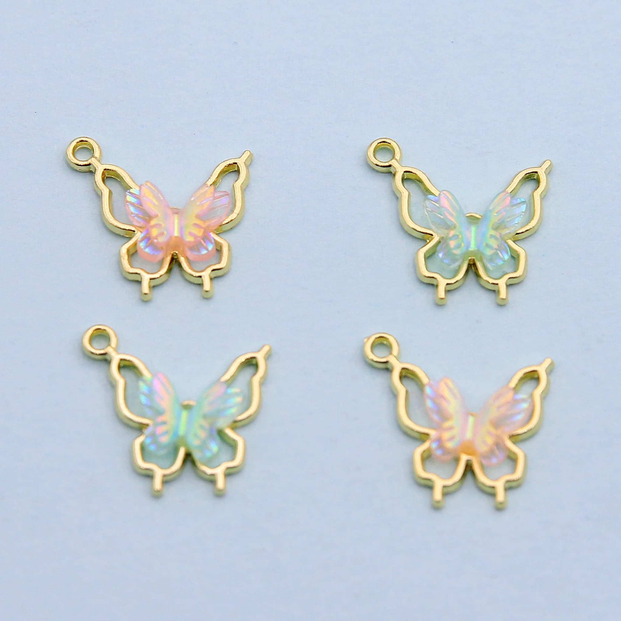 6pcs New Alloy Metal Acrylic Oil Drop Butterfly Pendant Animal Pendant Suitable for DIY Bracelet Necklace Jewelry Making