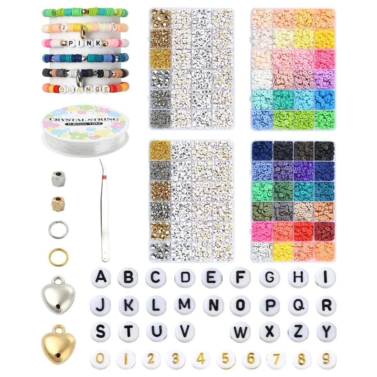 Braccialetti con perline di argilla polimerica fatti a mano rotonde piatte fai-da-te che creano kit per gli appassionati di artigianato, gli amici regalano regali