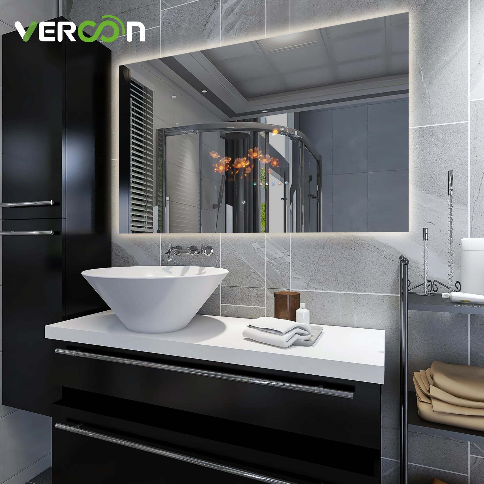 Custom Size Smart Mirror Bathroom Android 11 Smart Mirror TV 10.1inch Touchscreen Youtube Bluetooth Music