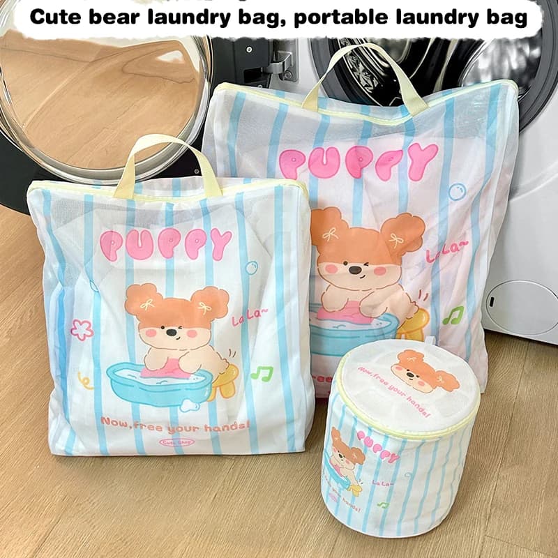 Cute Bear Laundry Bag Clothing Packing Bag Cartoon Portable Washing Bag Home Sundries Toy Storage Bag Storage Box
