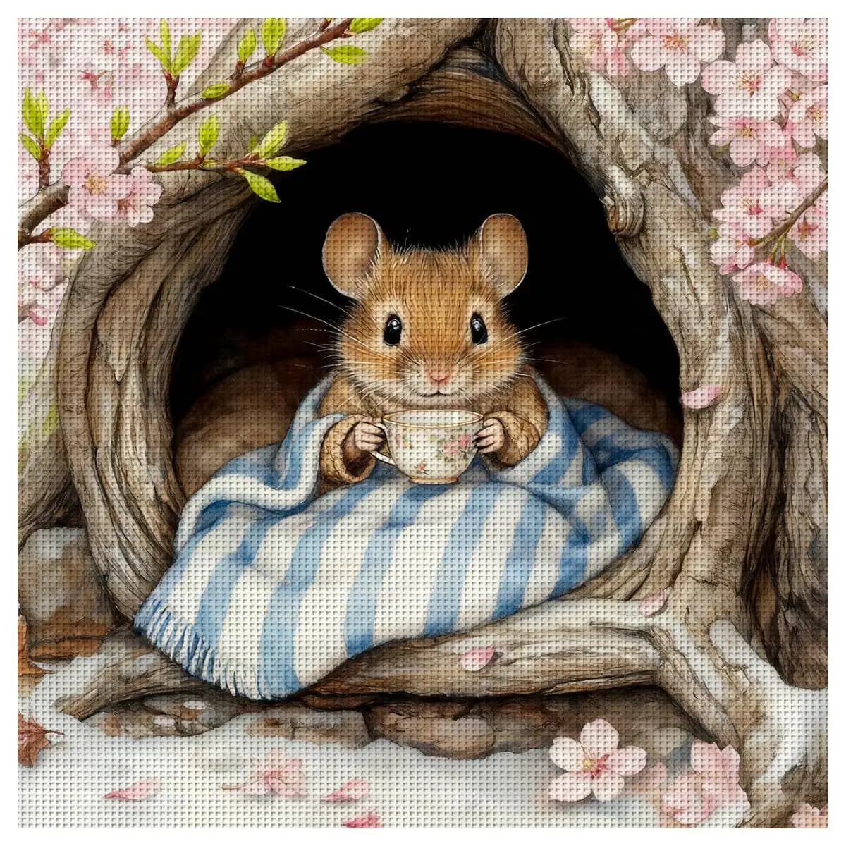 1pc 40X40CM/15.74inch Rat Stamped Cross Stitch Kit DIY Kit 11CT/14CT DIY Embroidered Set DIY Cross-Stitch Set Joy Sunday
