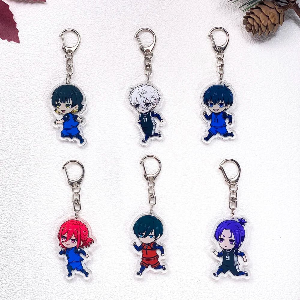 6 Pezzi Portachiavi Anime Blue Lock, Accessori per Auto, Ciondoli Acrilici Carini per Borsa, Divertenti Portachiavi, Decorazione per Zaino