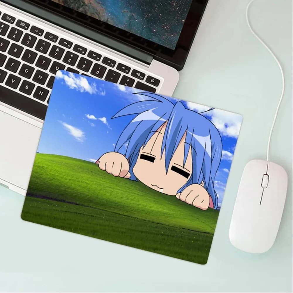 Tappetino per Mouse Lucky Star, Mousepad Anime, Tappetino per Mouse da Computer, Tappeto Carino Kawaii Blu per Scrivania