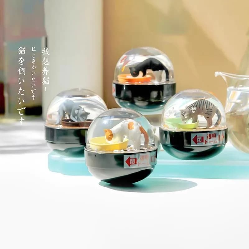 Giappone Kawaii Simpatico Gatto Lettiera Palla di Neve Figura Kitan Gashapon Capsule Giocattoli In Miniatura Anime Room Decor Ragazze Regalo